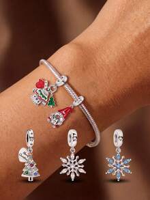 1 Holiday Limited Edition Color Diamond Christmas Tree, Christmas Clothes Pendant, Creative Exquisite Bead String DIY Bracelet Necklace Gift - Silver - View 1