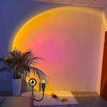 1pc USB Powered Sunset Projection Lamp, Flexible Gooseneck Multi‑Color LED Atmosphere Light, Portable Wall Projector Night Light For Bedroom Selfie Photography Party Room Home Decor Gift - Multi-color light - View 5