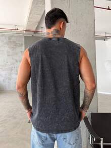 YUNCHIC Men's Summer Casual Retro High Street Sports Style Streetwear Rugged American Style Distressed Argentina Flag Print Round Neck Sleeveless Tank Top, Suitable For Home, Work, Outdoor, City, Regular, Streetwear, Leisure, Youth, Minimalist, Campus - Black - View 2