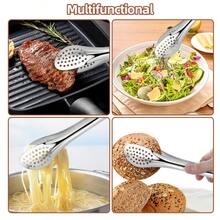 1/3/6Pcs Stainless Steel Silver Serving Tongs, Multi‑Purpose Food Serving Utensils For Buffet, Appetizer, Dessert, Parties And Outdoor Barbecue - Silver - View 7
