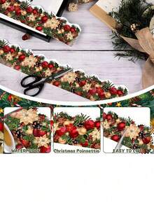 1Roll Self-Adhesive Modern Christmas Bulletin Board Tape With Garland & Blackboard Frame Decoration Suitable For Windows, Doors, Walls, Panels - Peel & Stick For Home, Office, Classroom Holiday Decorations - Multicolor - View 2