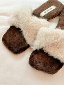 Women's Slippers, Elegant Knot Design, Autumn Slippers, Weekend Casual, Home Slippers, Christmas, Winter Shoes, Fuzzy Slippers - White - View 4