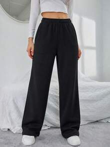 1pc Casual Relaxed Fit Comfortable Versatile American Style Pants For Teen GirlYoung Girl - Black - View 8