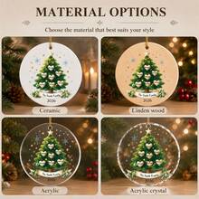 Customized Family Name Round Christmas Ornament, Personalized Christmas Tree Memorial Decoration, Rustic Christmas Tree Hanging Decor, Customizable 3-7 Names Holiday Gift, Customizable Text Family Christmas Decoration 2026, Family, Friends, Family Name Hanging Ornament - Style a - View 3