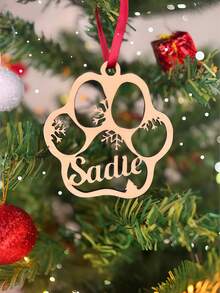 Personalized Christmas Decorations | Customized Name Wooden Ornaments | Pet Paw Print Christmas Decorations | Family Christmas Tree Decoration Gifts - Multicolor - View 5