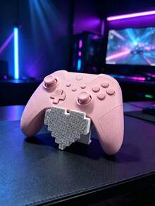Pixel Heart Ornament With Rhinestone Detail, Pink/Red/White Glitter 8-Bit Love Decor, Cool Gaming Desk Accessory, Gift For Gamers, Cute Room Decor. - View 12