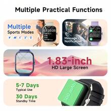 SIMSONLAB 2026 New Upgraded Full Touch Screen Smart Watch, Supports Wireless Calling, Multi-Function, Message Notification, Alarm, Music Playback And Phone Calls, Fashion Style, Unisex - Multicolor - View 7