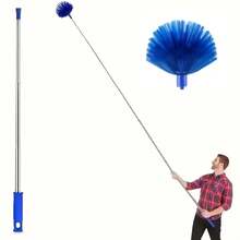 1pc Extendable Spider Web Duster With Medium Stiff Bristles, Retractable Stainless Steel Pole For Indoor & Outdoor Cleaning, No Battery Required, Ideal For Kitchen, Bedroom, Living Room, Bathroom, Duster For Home Cleaning - Blue - View 9