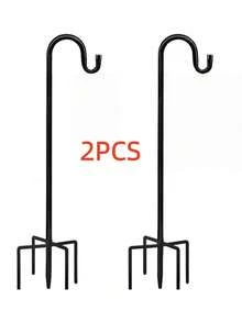 1 Set Adjustable Rust-Proof Shepherd's Hook, Suitable For Outdoor Solar Lights, Yard & Garden Stands, Rust-Resistant Outdoor Lawn Light Poles, Hanging Baskets, Bird Feeders - Black - View 16