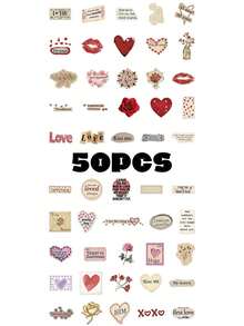 50 Buah, Stiker Transparan Retro Hari Valentine, Perlengkapan Scrapbook, Stiker Desain Kreatif dan Estetis, Cocok untuk Casing Ponsel, Tablet, Ponsel, Laptop, Koper, Mobil, Notebook, Helm, Gitar, Skateboard, Kotak Penyimpanan, Komputer. - 50 buah - View 12