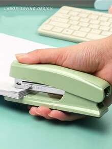 1pc Solid Color Office Stapler, Lightweight Effortless Stapler, Multi-Function Durable Student Stapler, Small Portable Binding Machine, Student Stapler, Office - Default - View 9