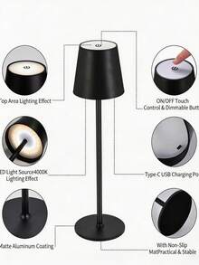 Modern Rechargeable LED Desk Lamp - Detachable Touch Control Night Light, Portable Wave Design, Rechargeable 1200mAh Battery - Dimmable, Touch Control Bedroom And Dining Atmosphere Night Light, Bedside Lamp, Couple Dinner - Bedroom, Dining Room, Atmosphere Decor Desk Lamp - Multicolor - View 3