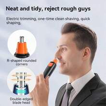 AXH Nose And Ear Hair Trimmer, Men's Stainless Steel Manual Washable Portable Nose Hair Trimming Scissors - Black - View 5