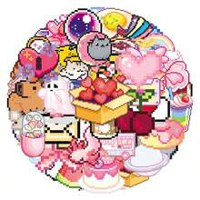 Pixel Art Transparent Stickers Cartoon PET Cute Creative Cross-Border Waterproof Decorative DIY Phone Computer Stickers - Multicolor - View 2