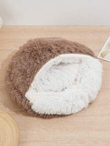 Multi-Size Soothing Cat Bed, Round Fluffy Faux Fur Pet Bed, Puppy Bed, Anti-Anxiety, Washable, Warm And Comfortable, Non-Slip Waterproof Silent Base, Suitable For Indoor Cats, Suitable For Small And Medium Dogs And Cats - Coffee Brown - View 2