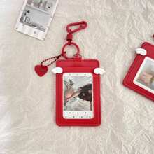 Red Cute Angel Wings Leather Card Holder 3 Inch 2 Slots Korean Style ID Badge Holder Access Card Student Card - A - View 13