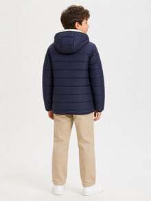 SOLOCOTE Boys' Winter Thermal Lined Padded Coat, Suitable For Christmas Party And Casual Outings - Navy Blue - View 2