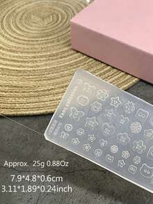 1pc Multi Design Button Silicone Nail Art Mold 3D Cute Star Heart Flower Bear Button Shape Nail Carving Template DIY Nail Tools - Clear - View 6