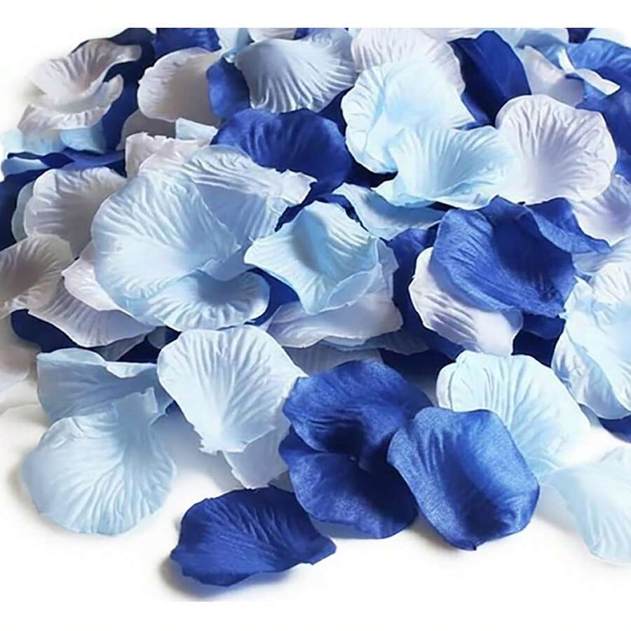 300/600/900pcs Mixed Color Pink & Blue Artificial Rose Petals, DIY Faux Rose Petal Confetti For Wedding, Bride, Party, Proposal, Mother's Day Party Decoration - Blue Mix - View 1