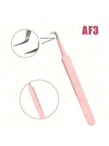 1pc Pink Stainless Steel Eyelash Extension Tweezers, Ultra-Hard Fiber Pointed Tip, High Precision Anti-Static - Pink - View 2