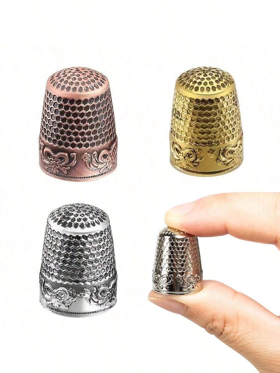 1pc Retro Sewing Needle, Stainless Steel Sewing/Cutting Finger Protector Thimble, Hand Sewing Needle Cover For Stitching - Multicolor - View 1