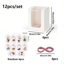 4 Sets Of Christmas And New Year Transparent Window Gift Boxes With Ropes And Hang Tags, Santa Claus, Christmas Tree Snowman Patterns, Christmas Party Decorations, New Year Gift Boxes, Suitable For Christmas, New Year, And Winter Parties - Multicolor - View 10