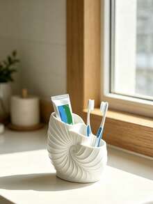 Stylish Conch Spiral Toothbrush Holder, Creative Conch Spiral Storage Box, Three-Compartment Wash Cup Storage Box, Desktop Storage Rack, Multi-Functional Storage Rack.Suitable For Use In Bathrooms, Bedrooms, Offices, And Other Settings. - Multicolor - View 8