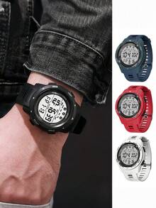 2026 New Boys' Digital Sports Watch With Chronograph, Stopwatch, Alarm And LED Backlight, Ideal For Outdoor And Daily Use, Great Gift - Multicolor - View 2