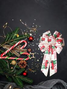 1/2 Set Karangan Bunga Pita Natal Besar, Dekorasi Pita Merah dan Krem, Cocok untuk Dekorasi Pohon Natal dan Pesta Natal Musim Dingin - MultiWarna - View 4