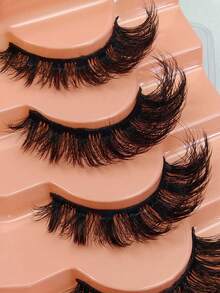 Hinarin 7 Pairs Cat Eye Lashes Volume Fox Eye False Eyelashes Natural 6D D-Curly Volume Fake Eyelashes Soft Handmade Lashes That Look Like Extensions For Daily Wear, Carnival, Chrismas, Wedding And Other Occasions - Black - View 4