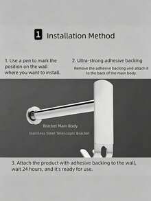 1pc Wall-Mounted Drying Rack, Stainless Steel Foldable Telescopic Clothes Rod, Pull-Out Hanging Rod, Storage Organizer, Space-Saving Wall-Mounted Design, Suitable For Closet Storage, Bathroom, Laundry Room - Multicolor - View 5