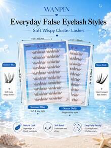 WANPIN WAN PIN Blue Tear Stain 60 Clusters False Eyelashes, 9-11.5mm Natural Thin Style, V-Shaped Cross Lash Design, Fine Invisible Lash Stem, Soft Curly Cartoon Doll Eye Makeup, 2 Colors Available - C - View 8