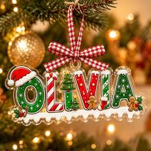 Custom Christmas Letter Ornament, Personalized Name Tree Hanging Decor, Festive Holiday Party Decoration, Customized Alphabet Keepsake, Customizable Xmas Gift For Family, Home Tree Accent, Christmas Decoration, Acrylic Ornament, Family, Friend - Style B - View 6
