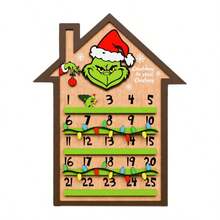 The Grinch 1pc 3D Christmas Countdown Calendar, Wooden Wall Decor Christmas Countdown Sign, Fun Holiday Decoration, Unique Gift Idea - Calendar - View 3