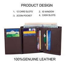 CAIBAOLAI 1pc Vintage Style Genuine Leather Men's Vertical Wallet, Slim Short Design, Can Hold ID Card And Multiple Credit Cards, Durable Classic Design, Portable And Easy To Carry - Brown - View 6
