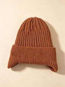 1pc Baby 0-3 Years Ear Protection Knitted Hat, Solid Color Thickened Knitted Knitted Hat, Fleece Lining, Warm Ear Protection Hat, Soft Unisex Baby Hat, Suitable For Daily Wear - Multicolor - View 21
