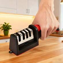 1pc - Multi-Functional 4-Stage Knife Sharpener, Suitable For Quickly And Easily Sharpening Dull Knives, Made Of Durable ABS Material, Can Be Hung For Storage, Essential Kitchen Tool For Efficient Cutting - Black - View 11