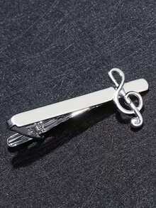1pc Personalized Silver Treble Clef Men's Music Note Tie Clip, Metal Minimalist Business Suit Tie Clip Men's Suit Accessory Holiday Gift Daily Accessory - Multicolor - View 3