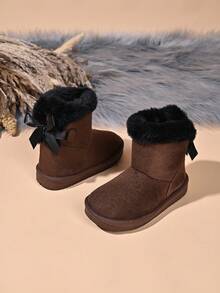 Infant Fashion New Snow Boots With Bow Decoration - Maroon - View 1