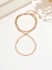 Minimalist Personalized Versatile White Faux Rhinestone Tassel Finger Bracelet, Fashionable Elegant Micro-Inlaid Rhinestone Tassel Bracelet Ring Chain, Suitable For Women's Daily Wear, Vacation, Party (Rhinestone Quantity And Position Random) - Gold - View 8