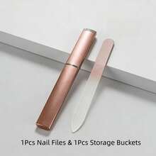 Glass Nail File And Polisher With Storage Box, Crystal Nail File Suitable For Natural Nails, Nano Nail Gloss Polishing Care Set, Suitable For Travel And Nail Salon, Rose Gold - Coral Pink - View 9