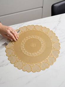 4/120pcs Hollow Gold PVC Placemats, Washable Tabletop Protector, Non-Slip Table Mat, Odorless Decorative Mat, Suitable For Restaurant, Cafe, Homestay, Fit For Holiday, Party, Gathering, Birthday, Wedding, Dinner - Multicolor - View 9
