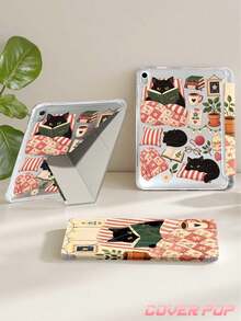 Cozy Bookish Black Cat Reading Case, Floral Patchwork, Coffee & Cottagecore Graphic, Compatible With Kindle Paperwhite 12th Gen 2024, Kindle 11th Gen 2024, Pad A16 2025, 10th Gen, Mini 7/6, Auto Wake/Sleep, Multi-Angle Stand - Multicolor - View 6