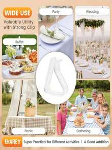 24/12/1pc Transparent Tablecloth Clips, Non-Slip Plastic Tablecloth Clips, Transparent Fabric Fixing Clips, Table Corner Fixers, Suitable For Home Dining, Restaurant, Family Gathering, Camping Outdoor Supplies, Kitchen Accessories - Multicolor - View 5