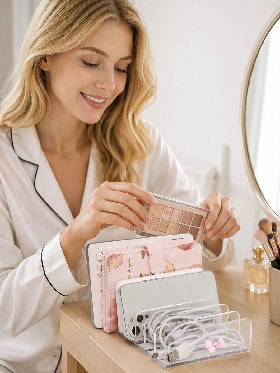 Acrylic Eyeshadow Palette Storage Box, Transparent Large Capacity Desktop Drawer-Style Storage Box, Transparent Cosmetic Storage Box, Makeup Brush Holder, Perfume Storage Box, Jewelry Box, ,Applicable For Living Room, Dining Room, Kitchen, Bedroom, - Multicolor - View 1
