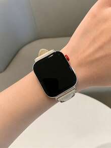 1pc Women's Minimalist Leather Watch Band, Compatible With Huawei Smart Watch/Band Fit 3/Fit 4/Fit 4Pro/Fit 5/Fit 5Pro Wristband - Starlight Color - View 2