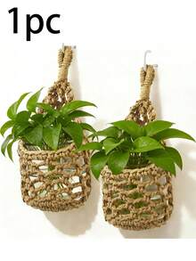 1/2pcs Handmade Crochet Kitchen Hanging Fruit & Vegetable Bird Nest Rope Woven Storage Basket, Wall-Mounted Shelf Basket, Handmade Crochet Kitchen Mesh Bag, Fruit & Vegetable/Bird Nest Shaped Cotton Rope Storage Net Bag - Multi-color - View 8