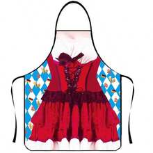 Bavarian Dirndl Style Printed Apron, Oktoberfest Beer Festival Kitchen Cooking Apron, Unisex - Multicolor - View 7