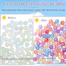 100 Buah Manik-Manik Cahaya 8mm Warna Campuran Acak, Manik-Manik Berwarna, Manik-Manik Ultraviolet, Manik-Manik Ajaib Matahari, Cocok untuk Produksi DIY, Kalung, Gelang, Rantai Ponsel, Gantungan Kunci, Produksi Perhiasan. - MultiWarna - View 1