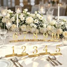 10pcs 10x15cm Durable Thickened Acrylic Wedding Table Numbers, Elegant Clear Arch Shape Gold Numbers With Stand Reusable For Wedding Reception Birthday Anniversary Graduation Baby Shower Party Wedding Favor Table Centerpiece Home Decor - Multicolor - View 3